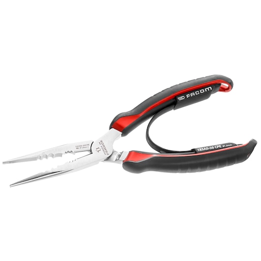 Half-round long straight nose pliers, 200 mm