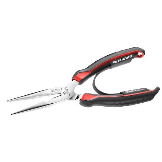 Long half-round straight nose pliers, 200 mm
