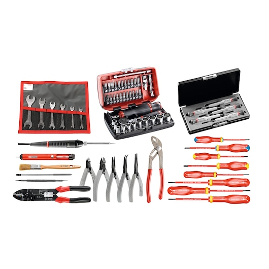 Electricians tool set with metal cantilever toolbox 69 pieces set