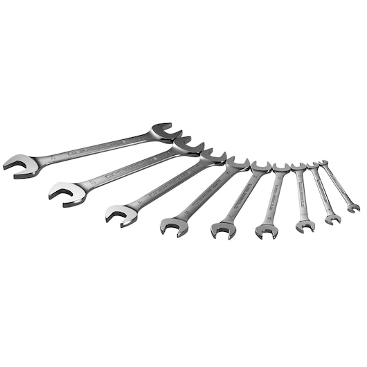 Double open-end wrench set, 8 pieces ( 8 to 24 mm)