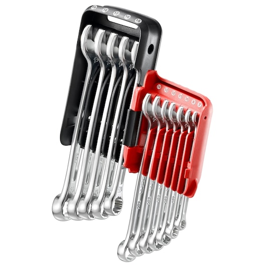Combination wrench set, 12 pieces ( 7 to 19 mm) , holder
