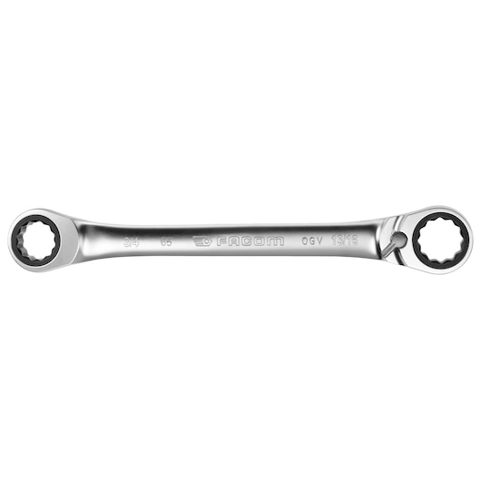 15° double box-end ratchet wrench, 3/4" x 13/16"