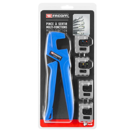Industrial mobile crimping pliers set with 4 interchangeable dies