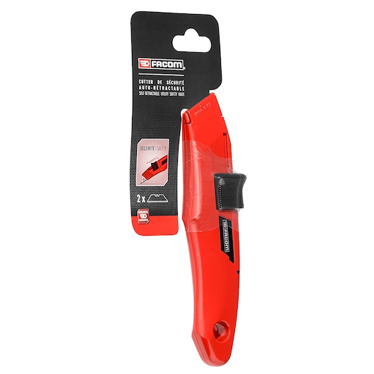 Retractable blade safety knife, packaged