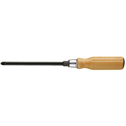 Screwdriver for Pozidriv® hexagonal forged blade with wood handle, 6 x 125 mm