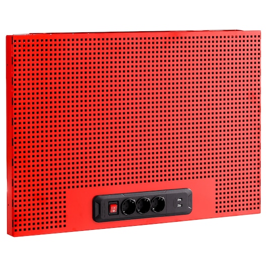 JLS3 HALF PK PEGBOARD 400MM WITH POWER STRIP AND USB RED