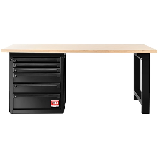 front view black workbench with wood worktop RWS2